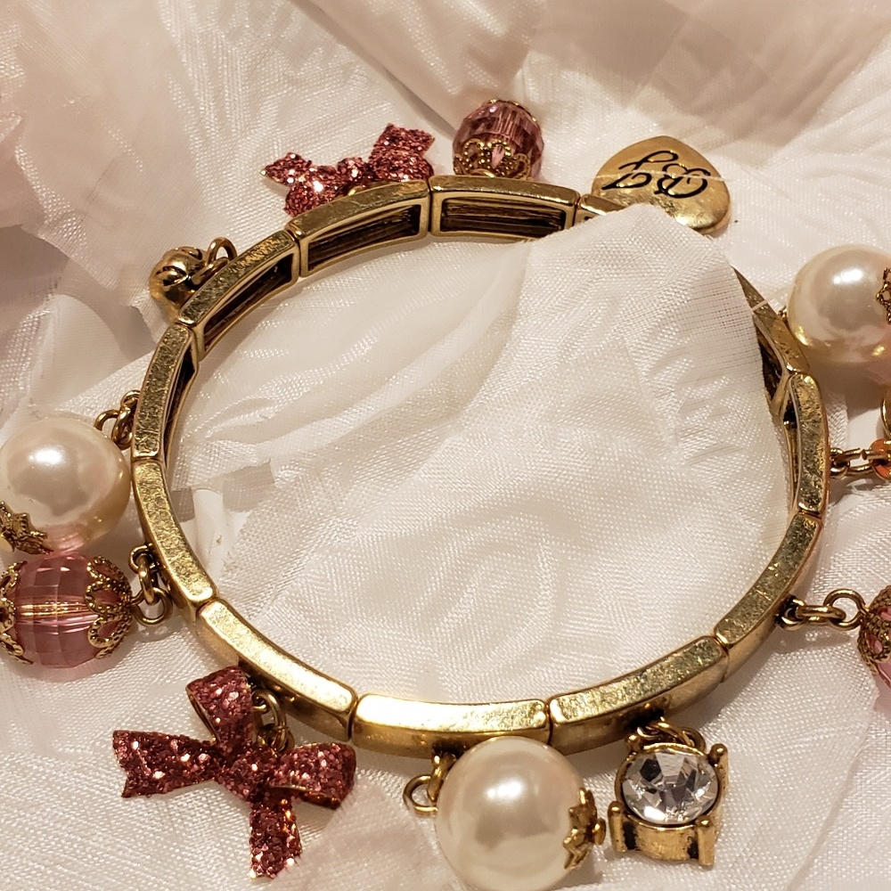 Betsy Johnson Stretch Pink & Gold Bracelet